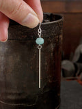 Beautiful Baby Blue Amazonite Dangly Long Drop Sterling Silver Earrings