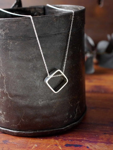 Fabulous Statement Asymmetrical Square Silver Pendant