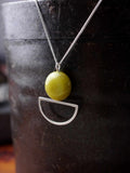 Geometric Yellow Butter Jade Silver Pendant