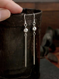 Stunning Grey Crystal Pearl Long Drop Dangly Handmade Silver Earrings