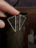 Striking Simple Handmade Triangular Sterling Silver Studs
