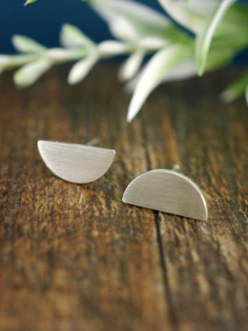 half-circle-half-moon-handmade-brushed-silver-studs
