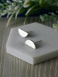 half-circle-half-moon-handmade-brushed-silver-studs