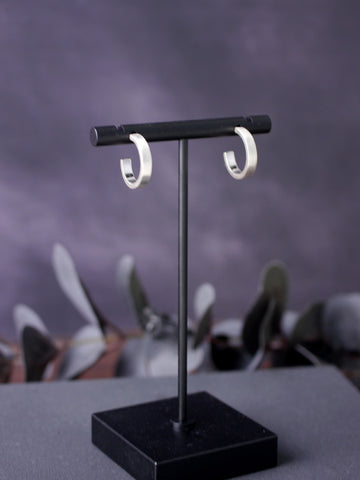 brushed-matt-handmade-silver-hoop-earrings