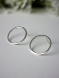 large silver circle geometric statement silver stud earrings