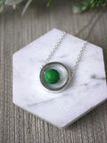 green blue chinese turquoise modern circle silver pendant