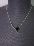 Asymmetrical Black Onyx Silver Bar Necklace