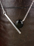 Asymmetrical Black Onyx Silver Bar Necklace