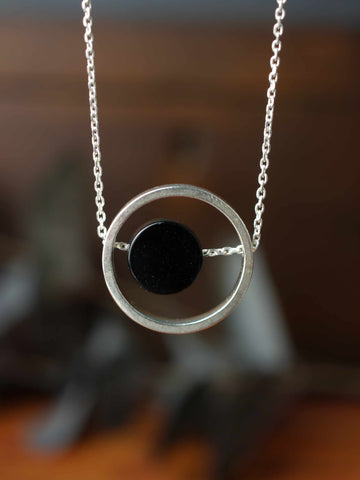 Striking Black Onyx Silver Necklace