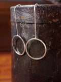 Large Silver Circle Hook Threader Earrings