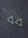 Large Handmade Silver Triangle Hook Earrings