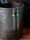 Beautiful Moss Green Agate Long Silver Earrings