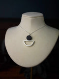 Stylish Black Onyx Half Moon Silver Necklace