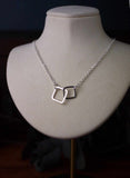Small Double Square Interlocking Silver Pendant