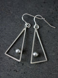 Large Triangle Geometric Statement Earrings with Crystal Pearls