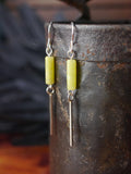 Bright and Uplifting Bold Yellow Jade Long Silver Earrings