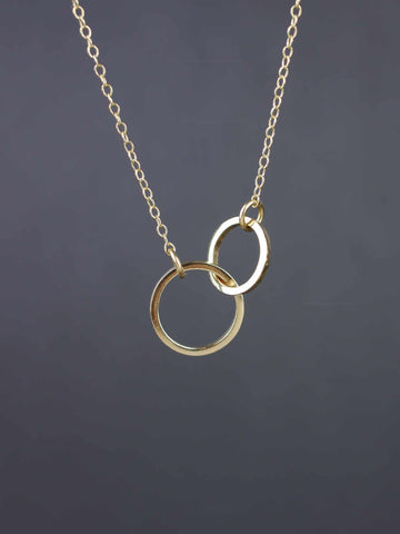 9ct Gold Plain And Glitter Interlocking Circle Necklace