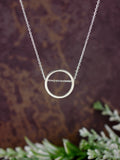 modern circle round small geometric silver silver pendant necklace