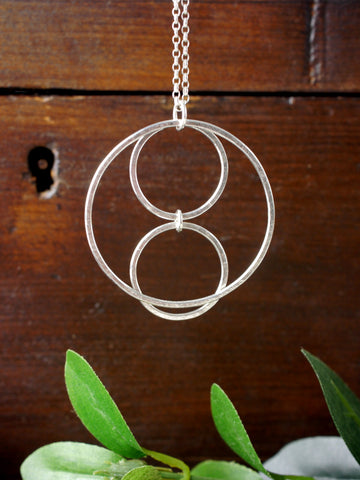 large-long-three-circle-silver-handmade-necklace