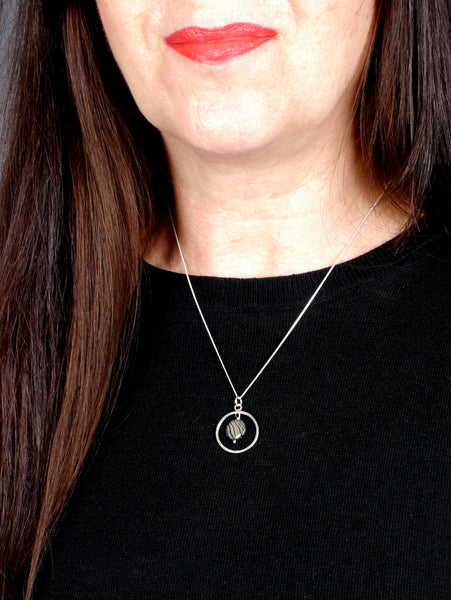 Grey Mother of Pearl Silver Circle Pendant – Alison Lush Jewellery