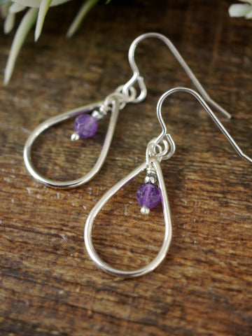 purple-amethyst-teardrop-dangly-handmade-silver-earrings