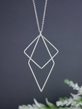 long-geometric-square-diamond-statement-silver-necklace