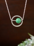 green blue chinese turquoise modern circle silver pendant