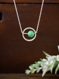 green blue chinese turquoise modern circle silver pendant